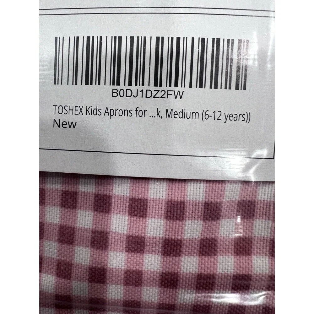 Chef Apron Lot Of 6 Child Sz M Ages 6-12 Pink Gingham Craft Cooking Art New